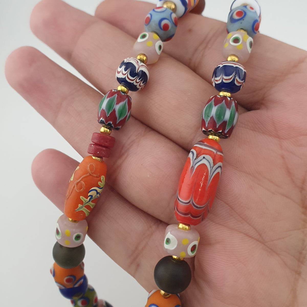Antique Venetian Style MultiColor Mix Glass Beads Necklace