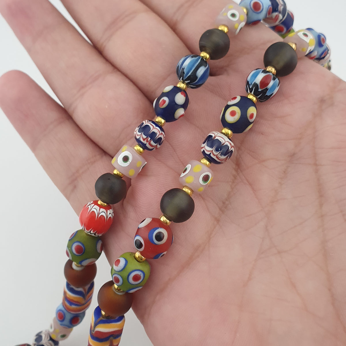 Antique Venetian Style MultiColor Mix Glass Beads Necklace