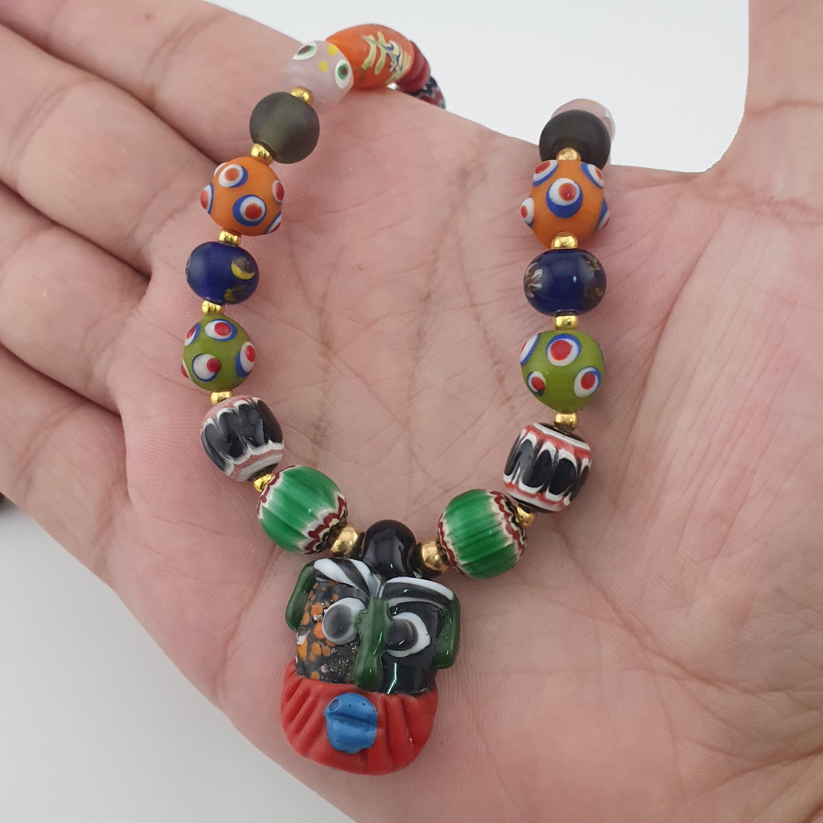 Antique Venetian Style MultiColor Mix Glass Beads Necklace