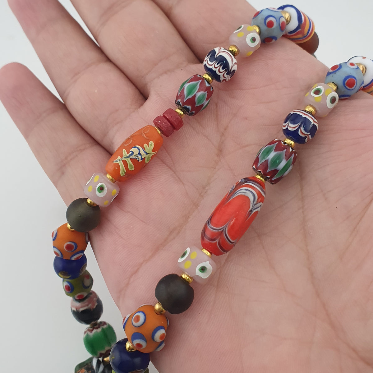 Antique Venetian Style MultiColor Mix Glass Beads Necklace