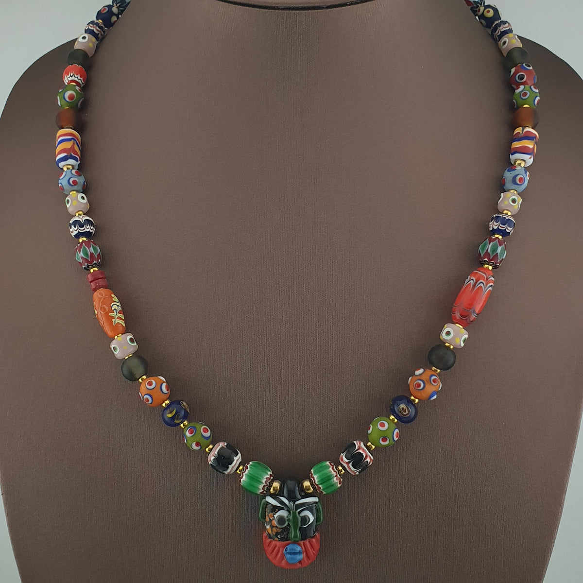Antique Venetian Style MultiColor Mix Glass Beads Necklace