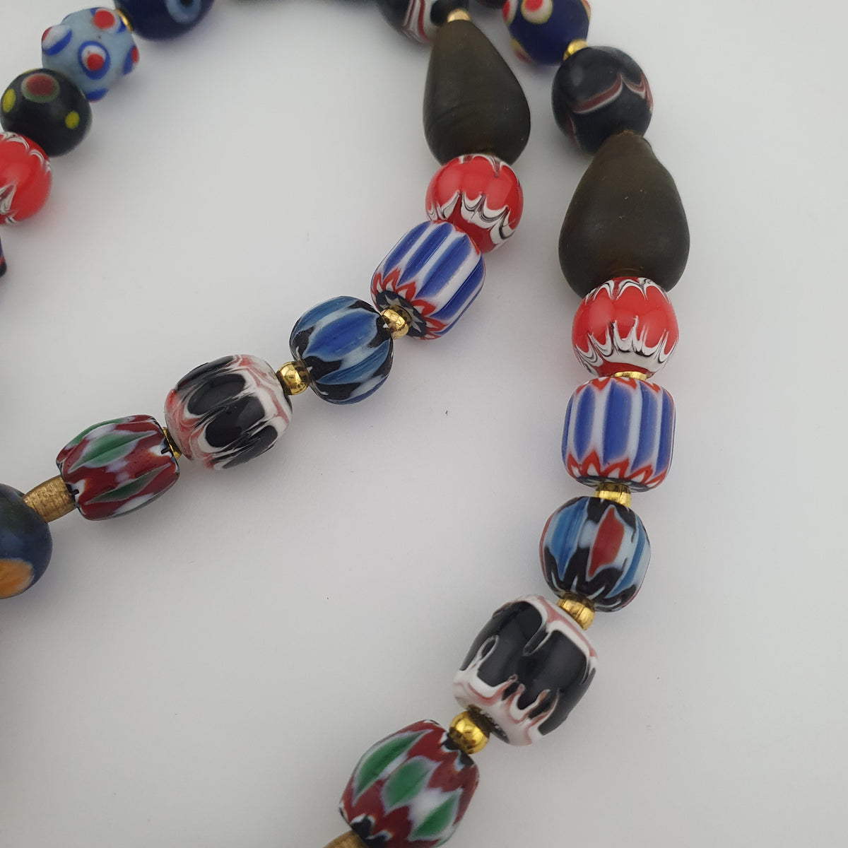 Collier Pendentif Verre Murano et Verre Vieilli Style Vénitien Antique