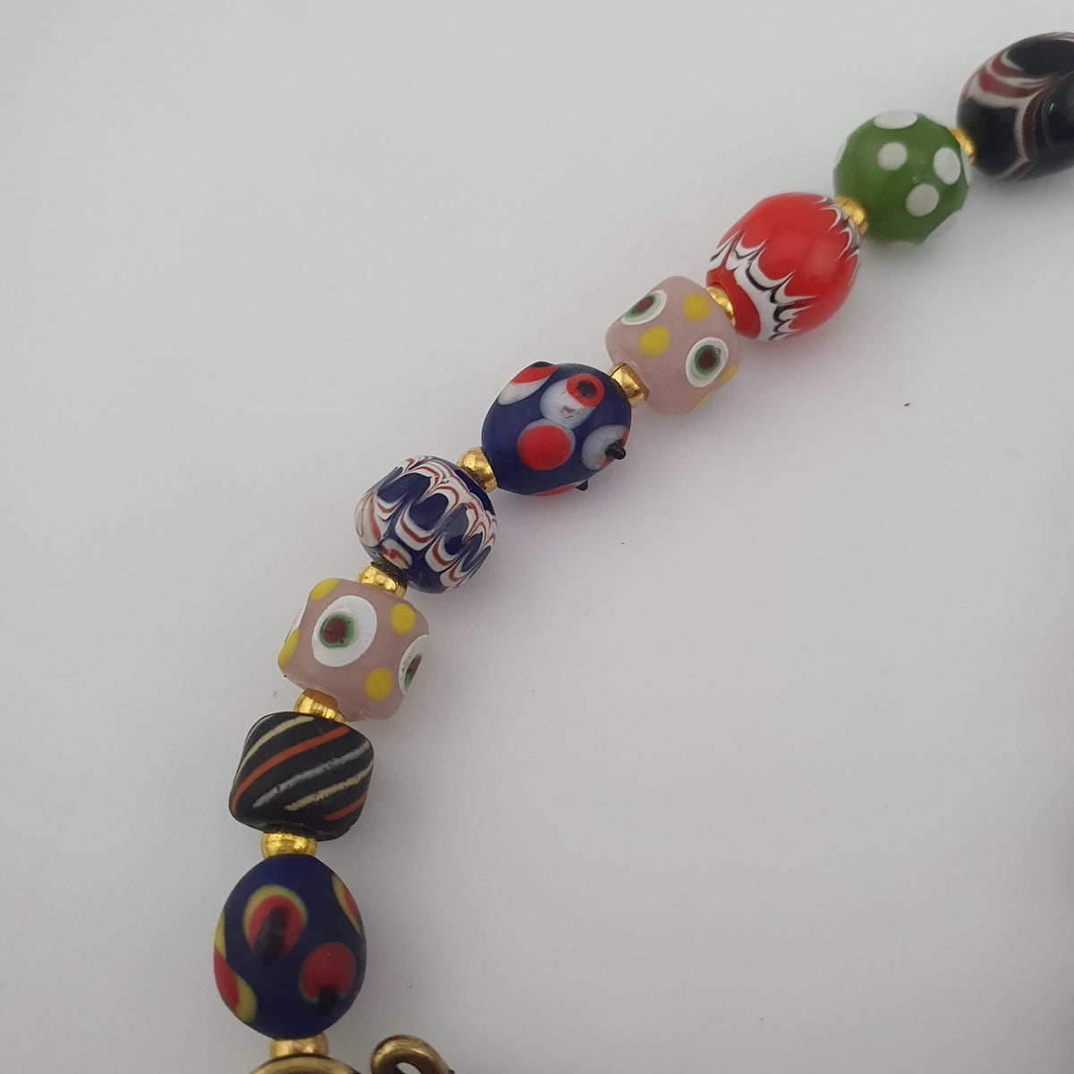 Collier Pendentif Verre Murano et Verre Vieilli Style Vénitien Antique