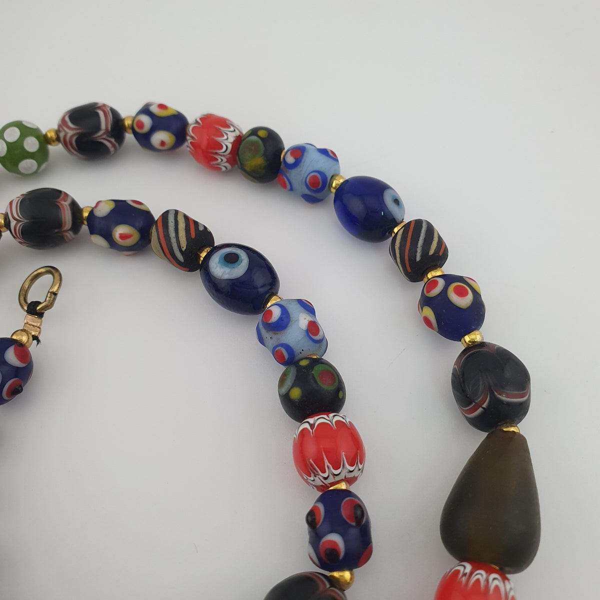 Collier Pendentif Verre Murano et Verre Vieilli Style Vénitien Antique