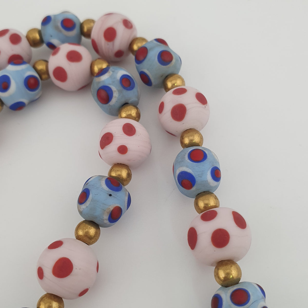 Antique Venetian Style Eyes Glass Beads Necklace
