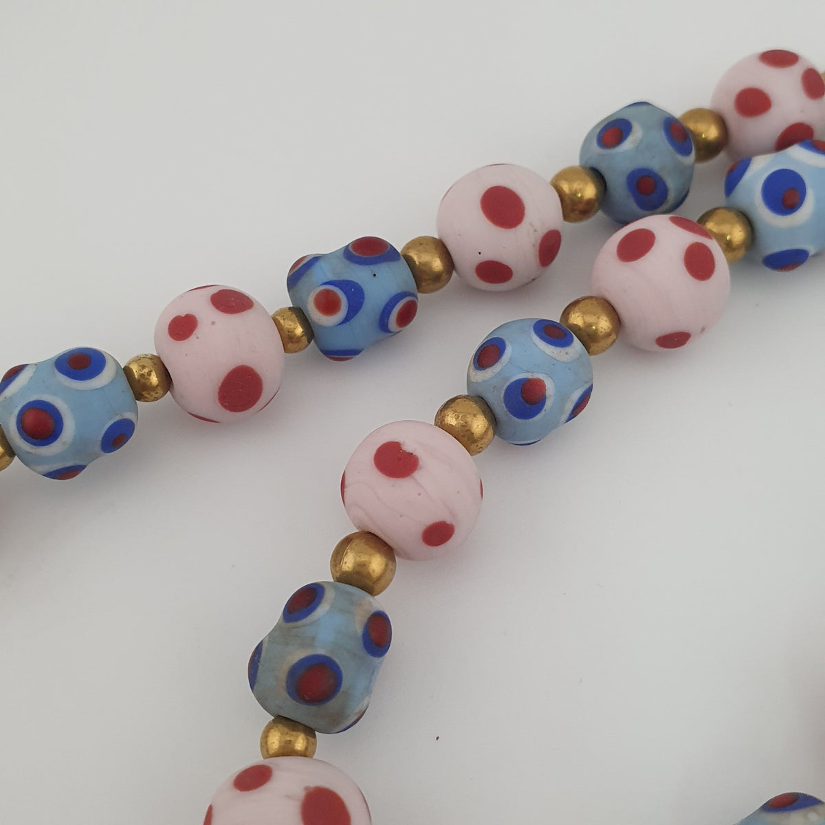 Antique Venetian Style Eyes Glass Beads Necklace