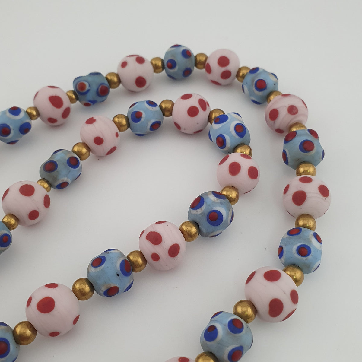 Antique Venetian Style Eyes Glass Beads Necklace