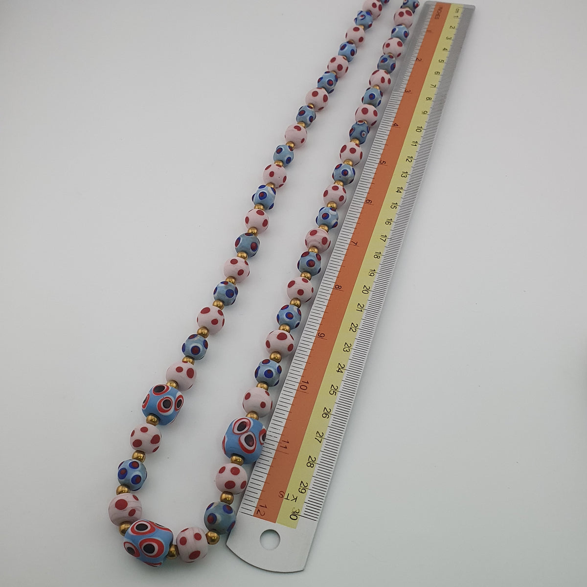 Antique Venetian Style Eyes Glass Beads Necklace