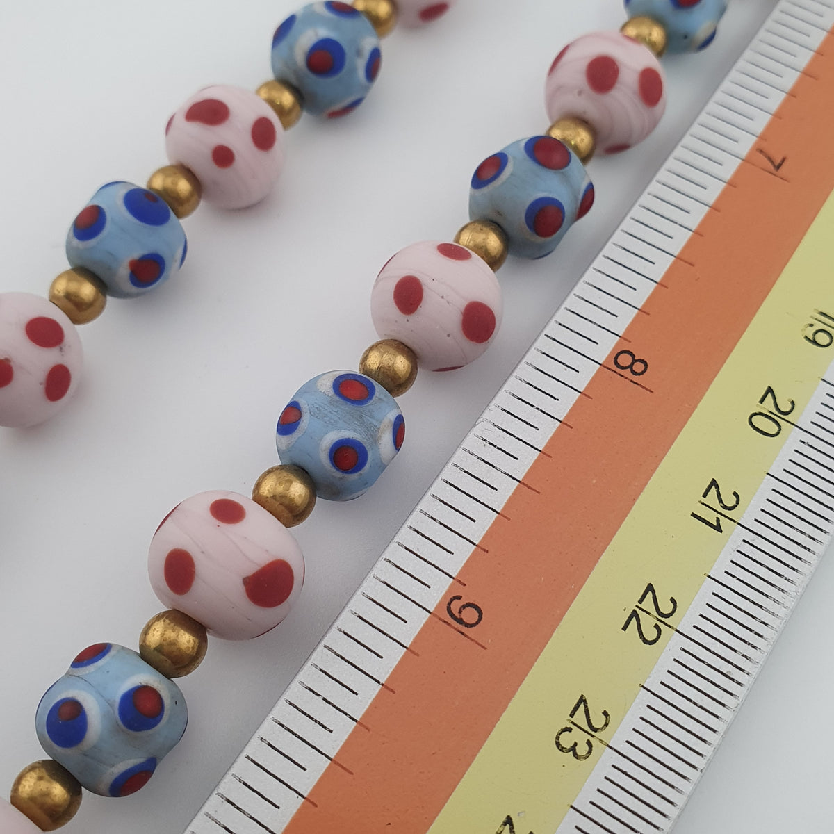 Antique Venetian Style Eyes Glass Beads Necklace