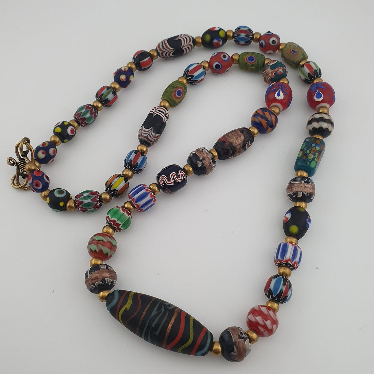 Antique Venetian Style MultiColor Mix Glass Beads Necklace