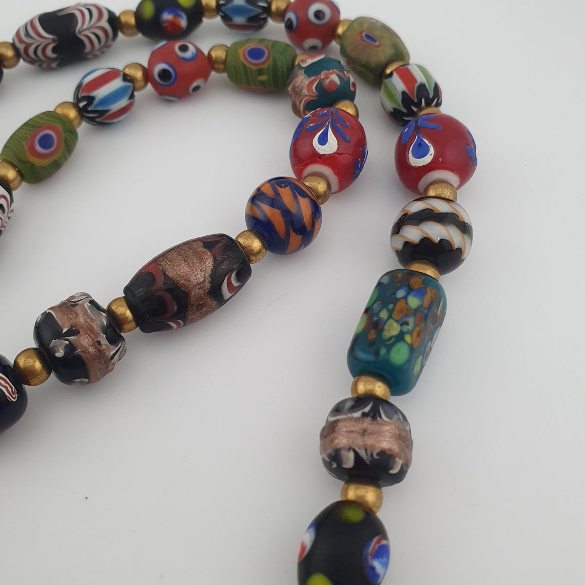 Antique Venetian Style MultiColor Mix Glass Beads Necklace