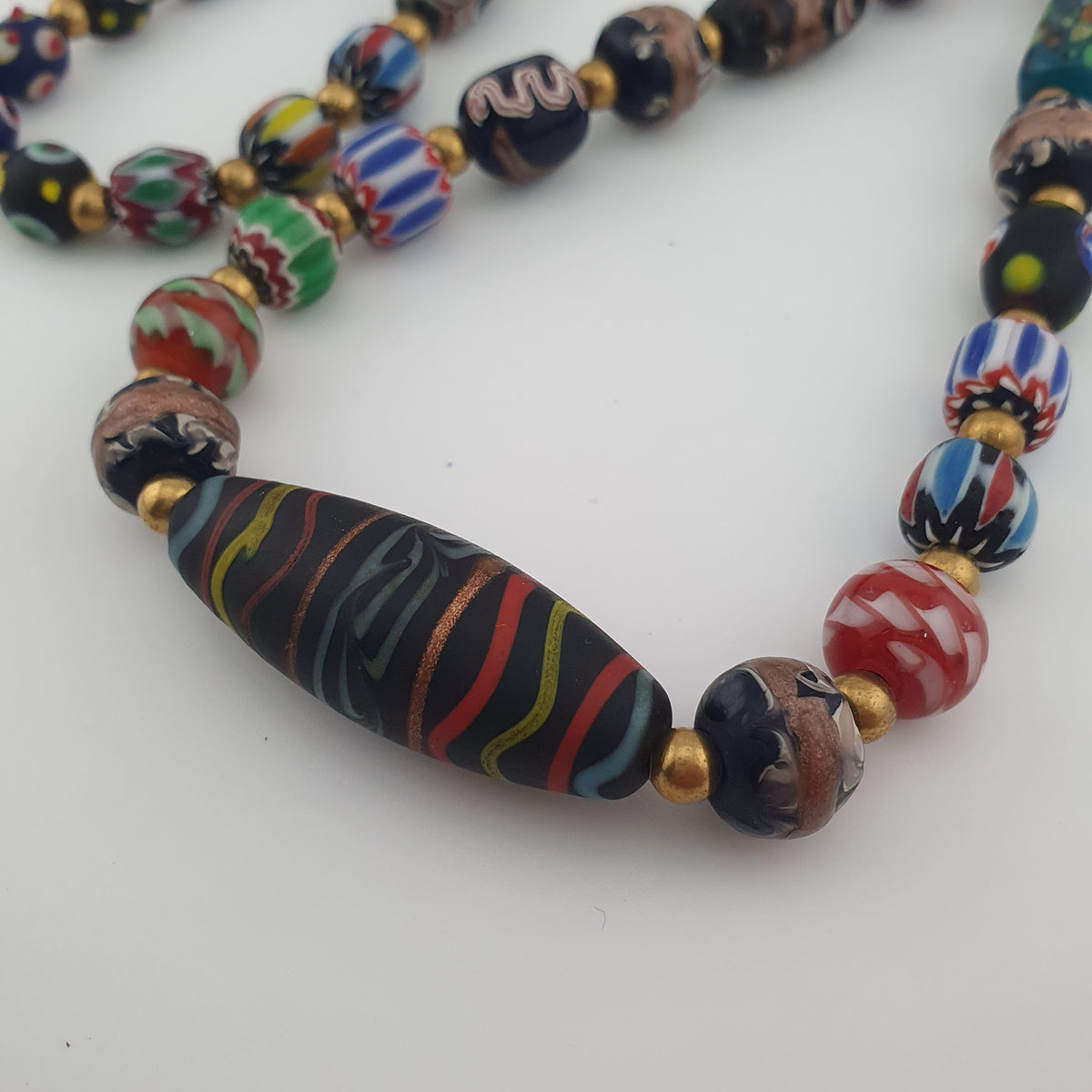 Antique Venetian Style MultiColor Mix Glass Beads Necklace