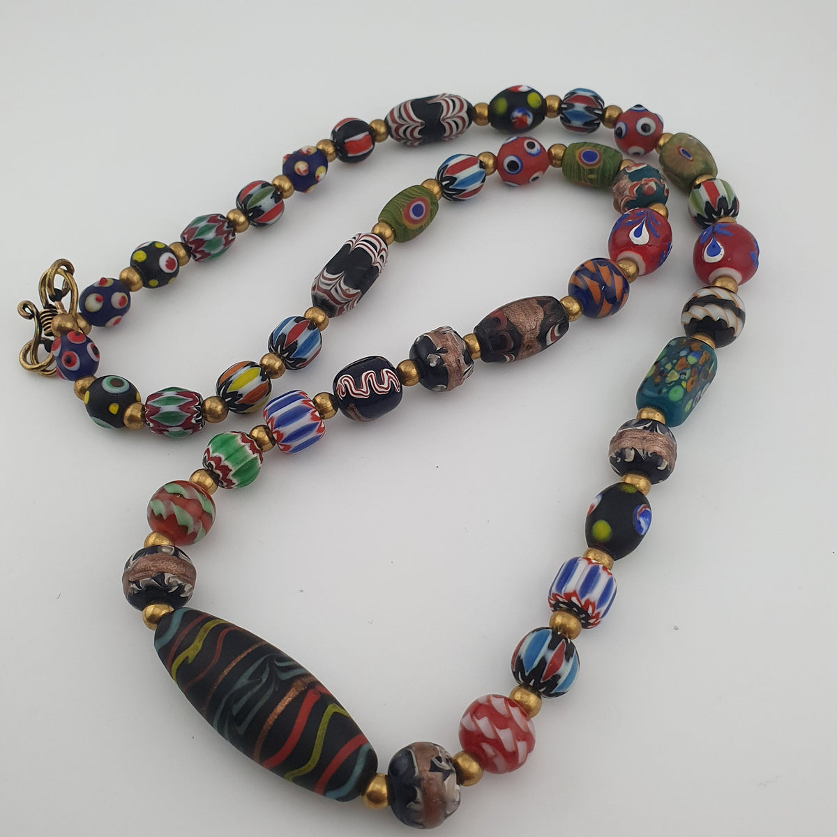 Antique Venetian Style MultiColor Mix Glass Beads Necklace