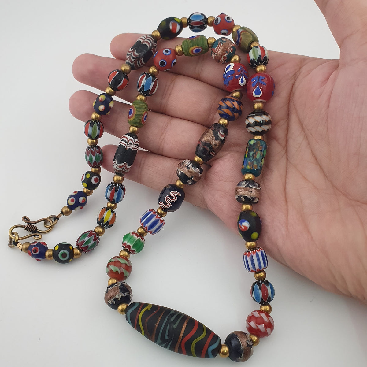 Antique Venetian Style MultiColor Mix Glass Beads Necklace
