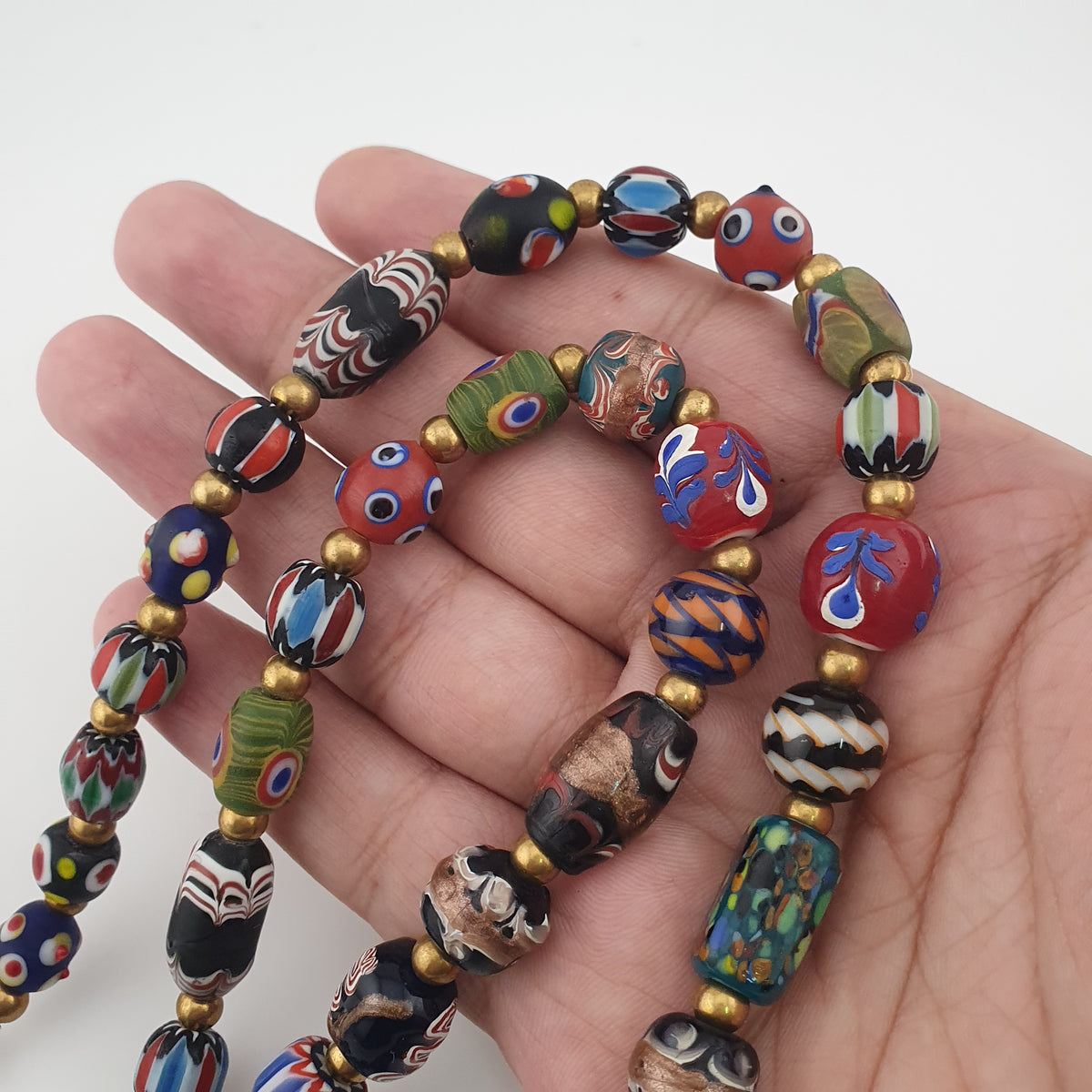 Antique Venetian Style MultiColor Mix Glass Beads Necklace