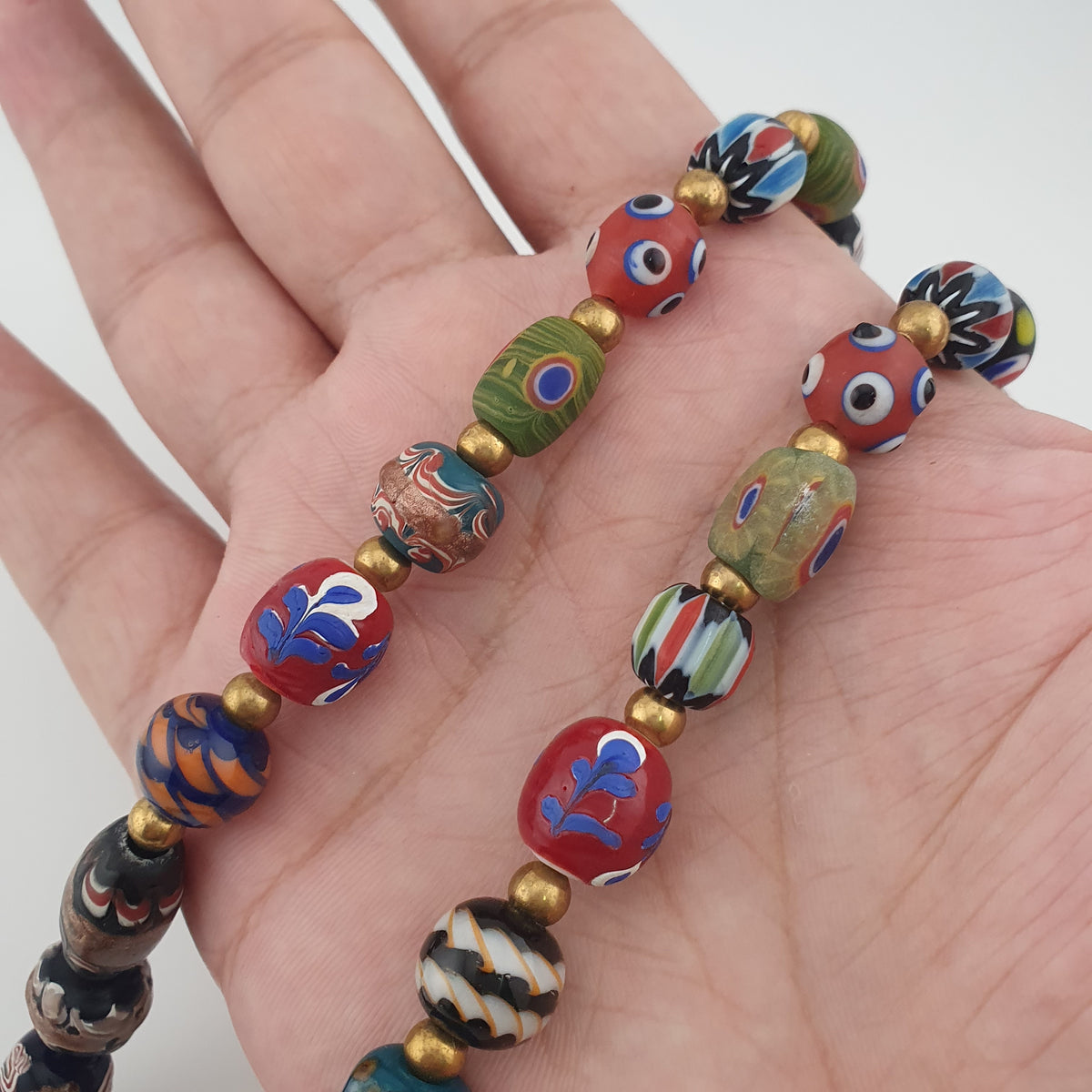 Antique Venetian Style MultiColor Mix Glass Beads Necklace