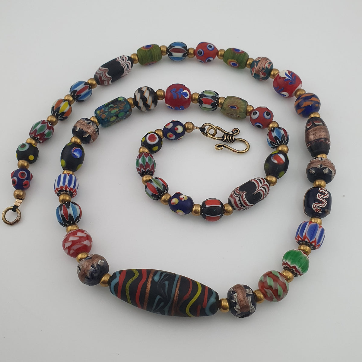 Antique Venetian Style MultiColor Mix Glass Beads Necklace