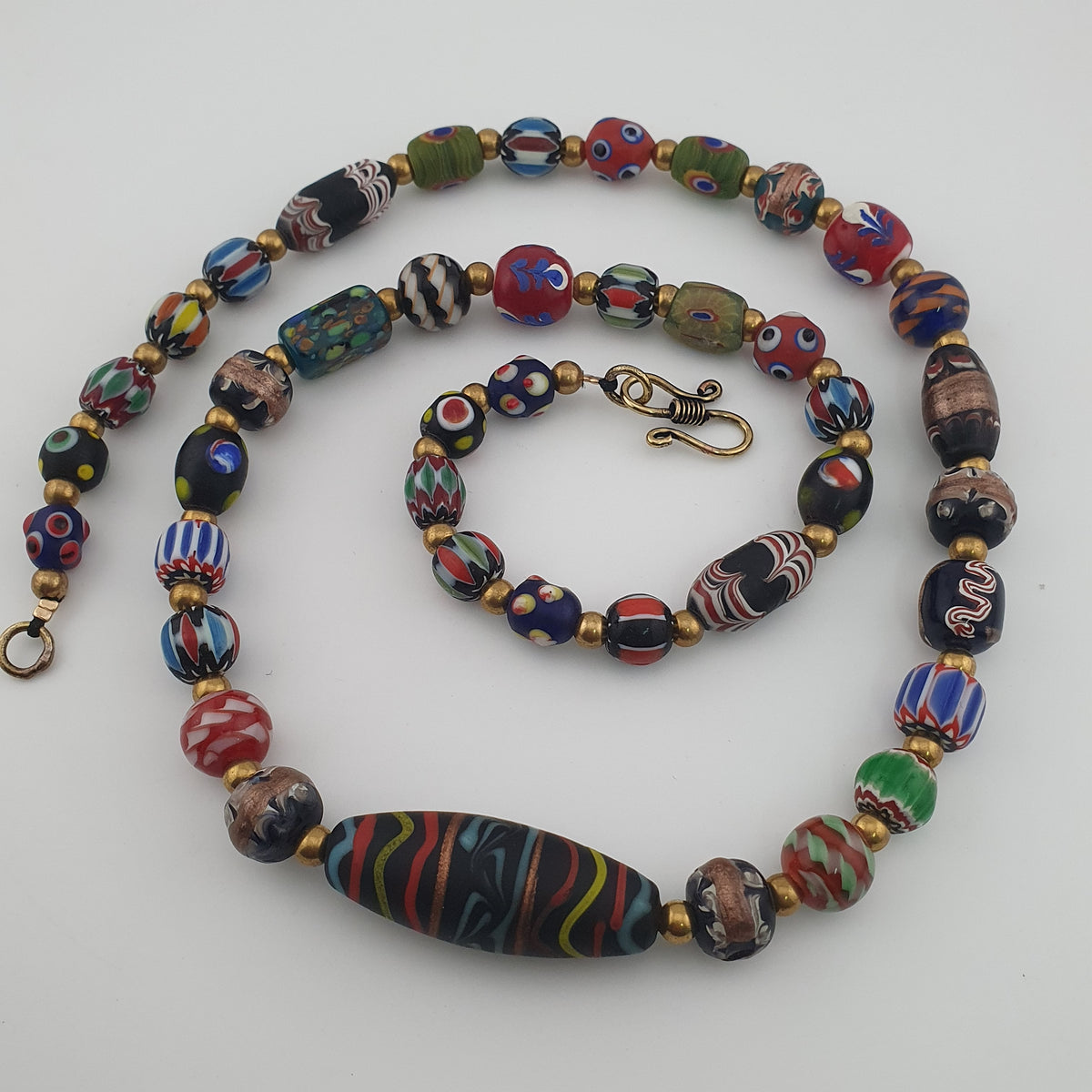 Antique Venetian Style MultiColor Mix Glass Beads Necklace