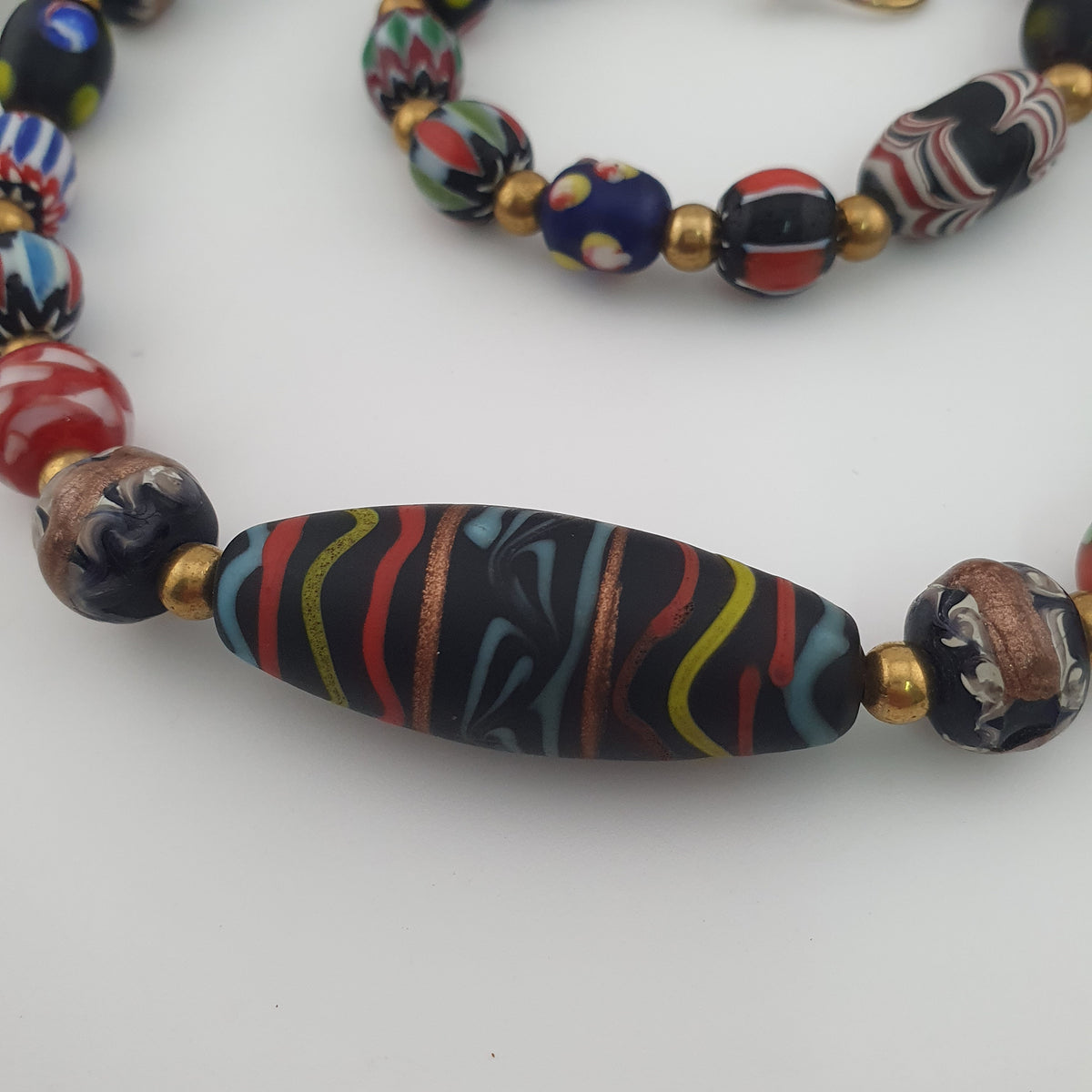 Antique Venetian Style MultiColor Mix Glass Beads Necklace