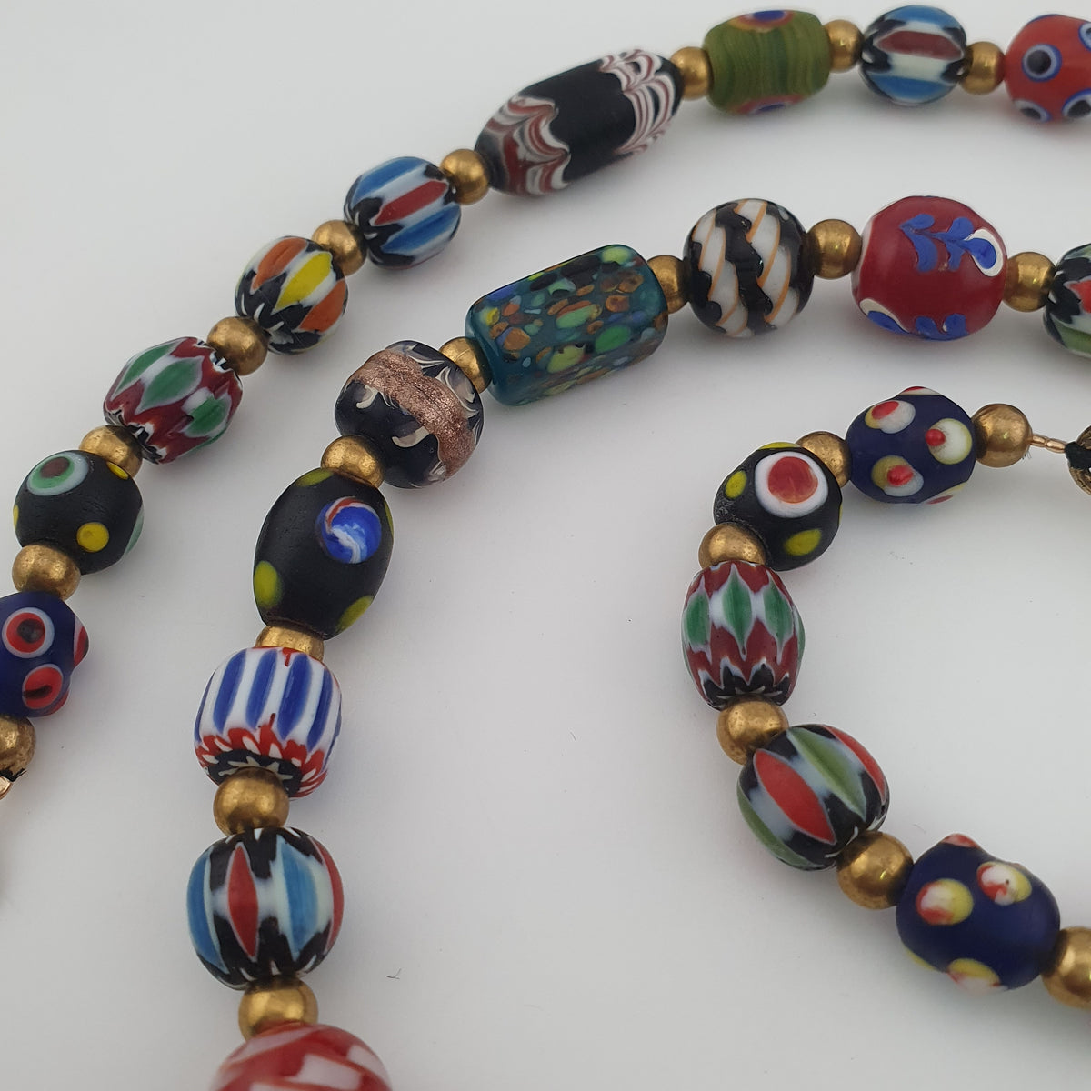 Antique Venetian Style MultiColor Mix Glass Beads Necklace