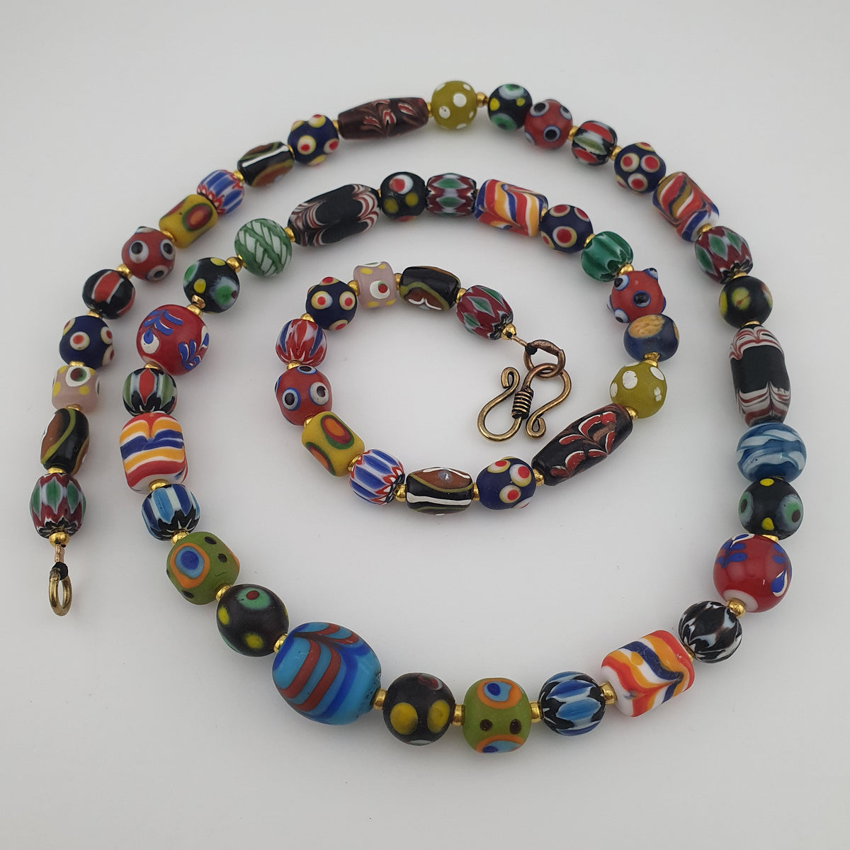 Antique Venetian Style MultiColor Mix Glass Beads Necklace