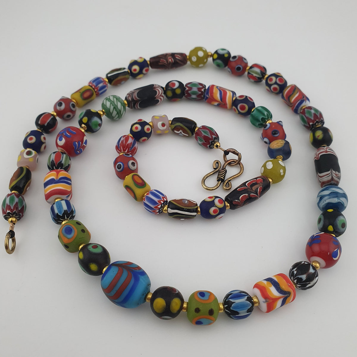 Antique Venetian Style MultiColor Mix Glass Beads Necklace