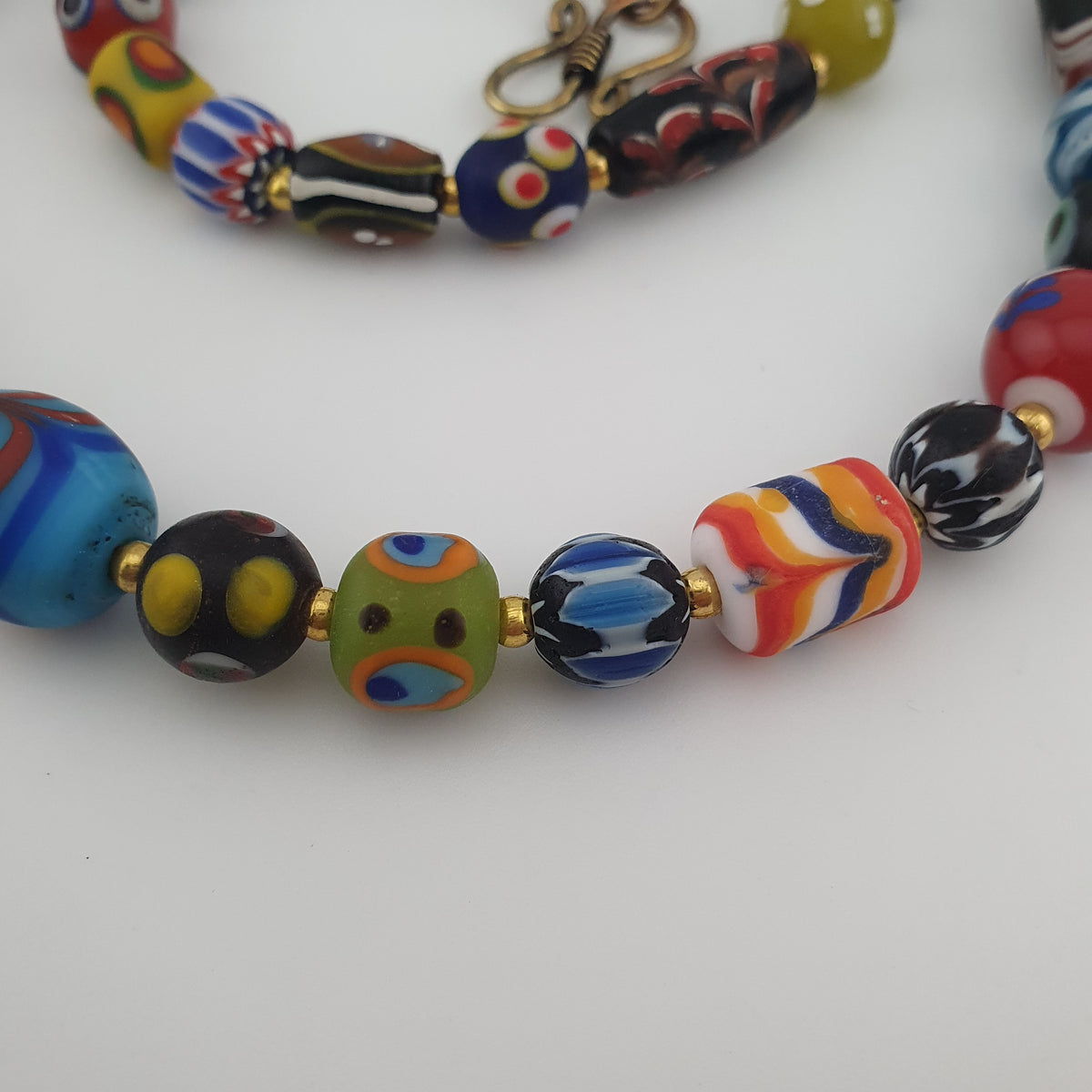 Antique Venetian Style MultiColor Mix Glass Beads Necklace