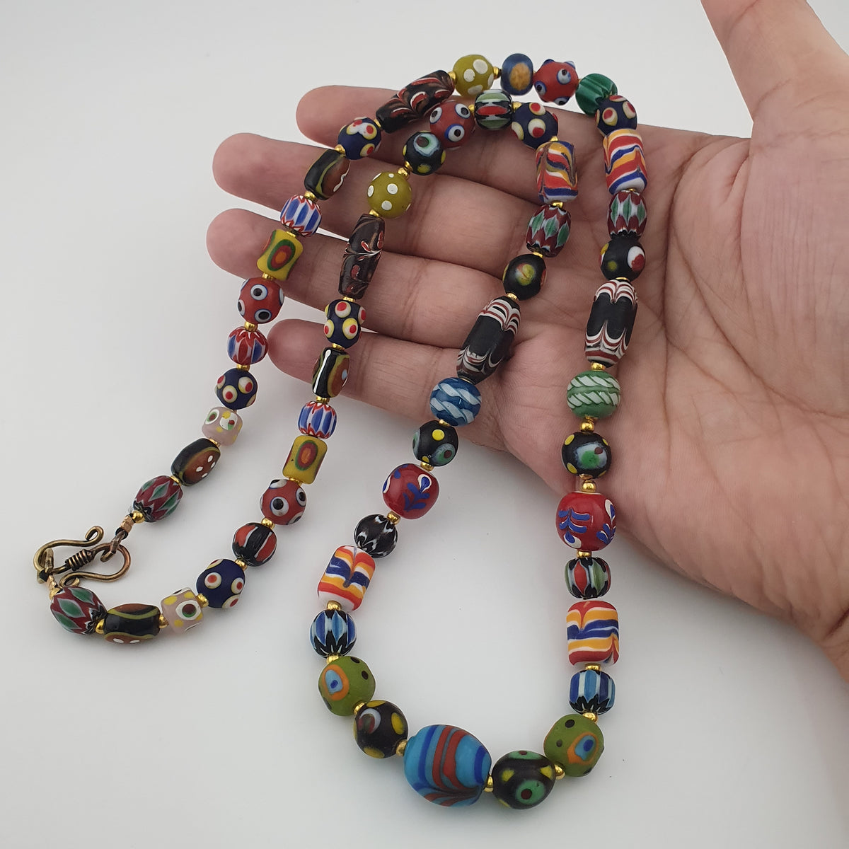 Antique Venetian Style MultiColor Mix Glass Beads Necklace