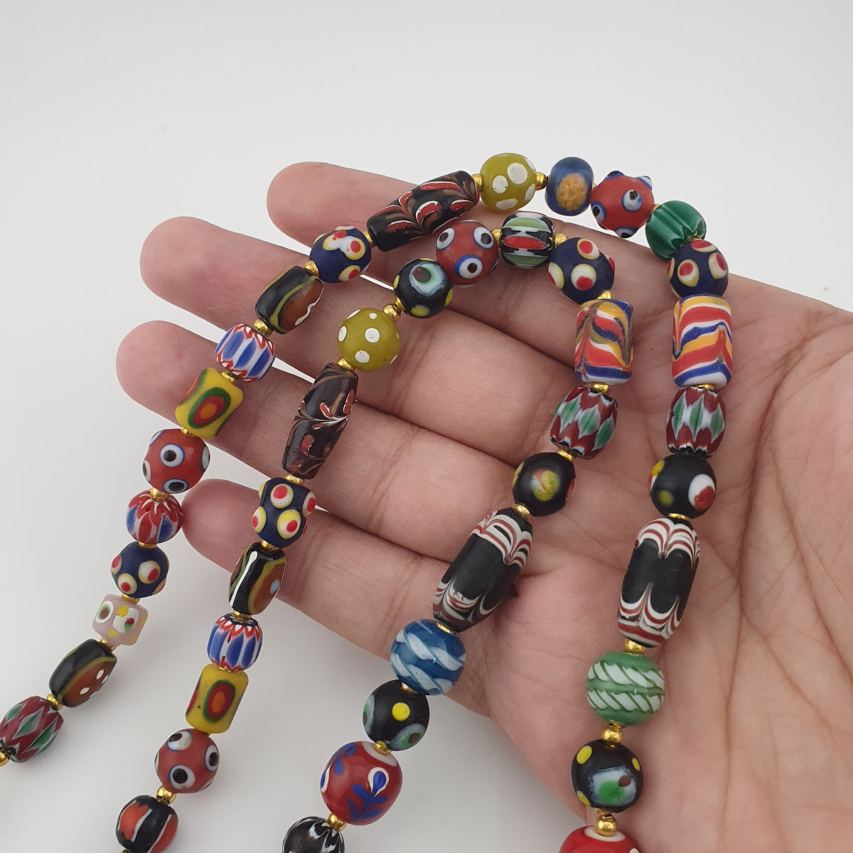 Antique Venetian Style MultiColor Mix Glass Beads Necklace
