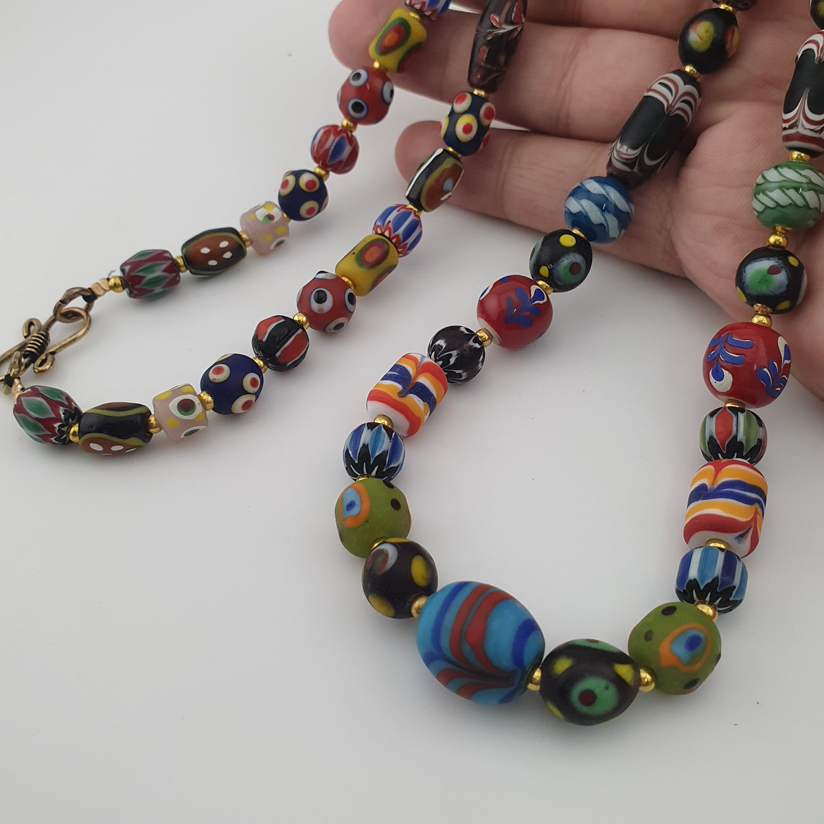Antique Venetian Style MultiColor Mix Glass Beads Necklace