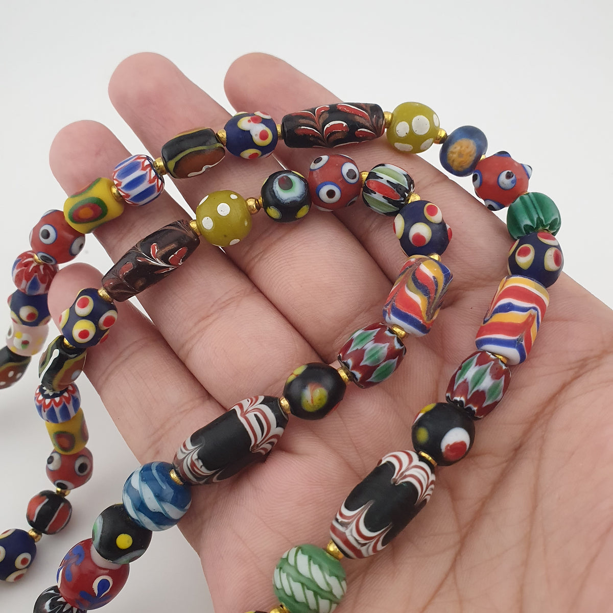 Antique Venetian Style MultiColor Mix Glass Beads Necklace