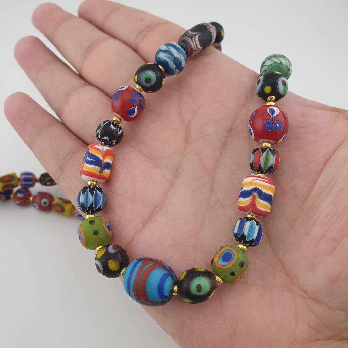 Antique Venetian Style MultiColor Mix Glass Beads Necklace