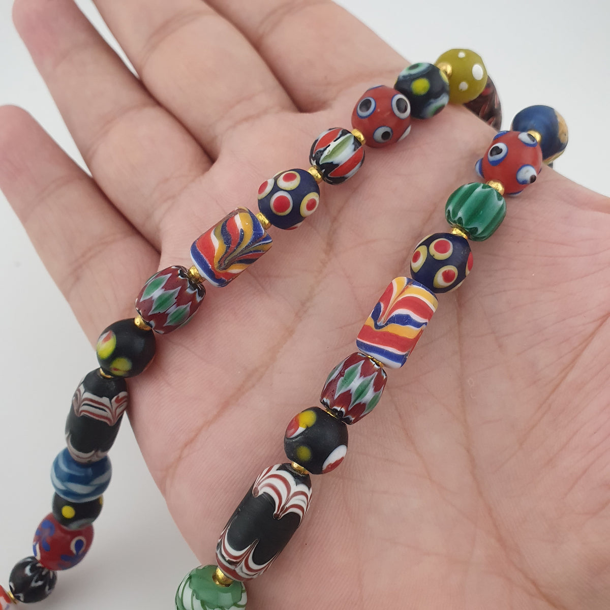 Antique Venetian Style MultiColor Mix Glass Beads Necklace