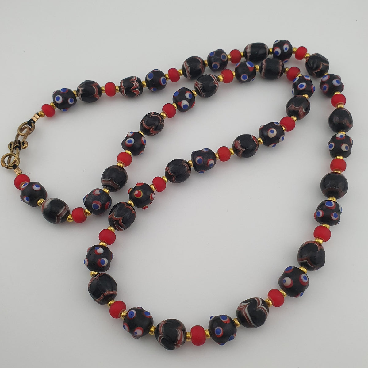 Antique Venetian Style Trade & Venetian WhiteHeart Glass Beads Necklace