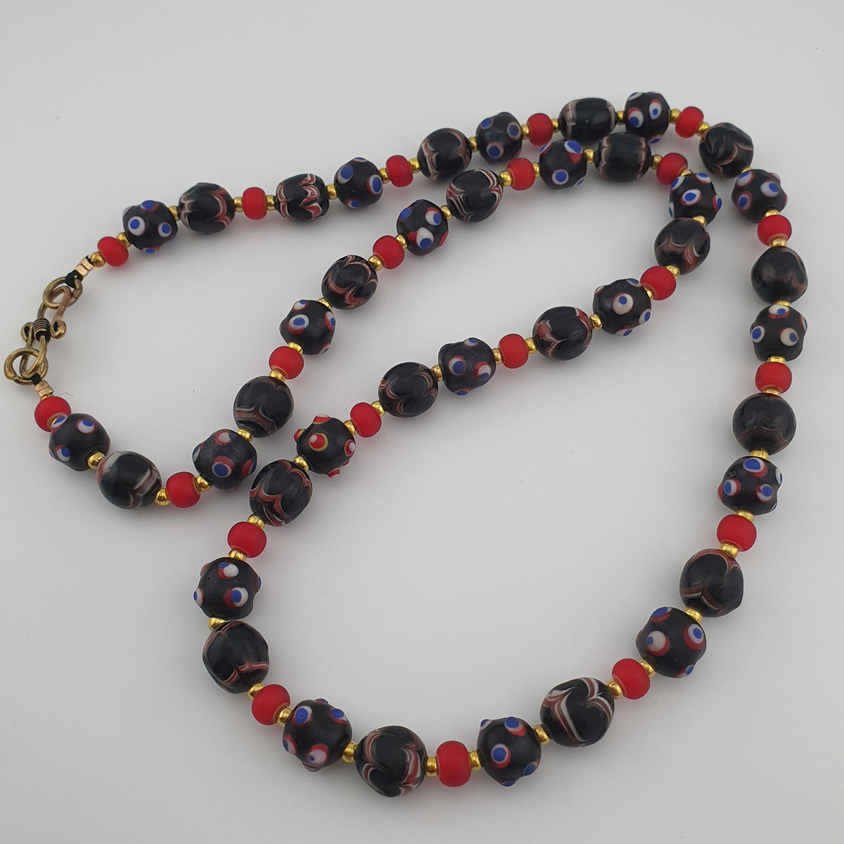 Antique Venetian Style Trade & Venetian WhiteHeart Glass Beads Necklace