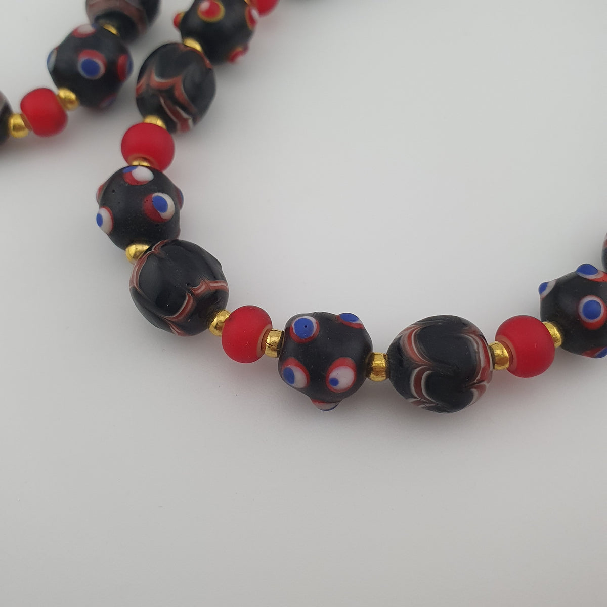 Antique Venetian Style Trade & Venetian WhiteHeart Glass Beads Necklace