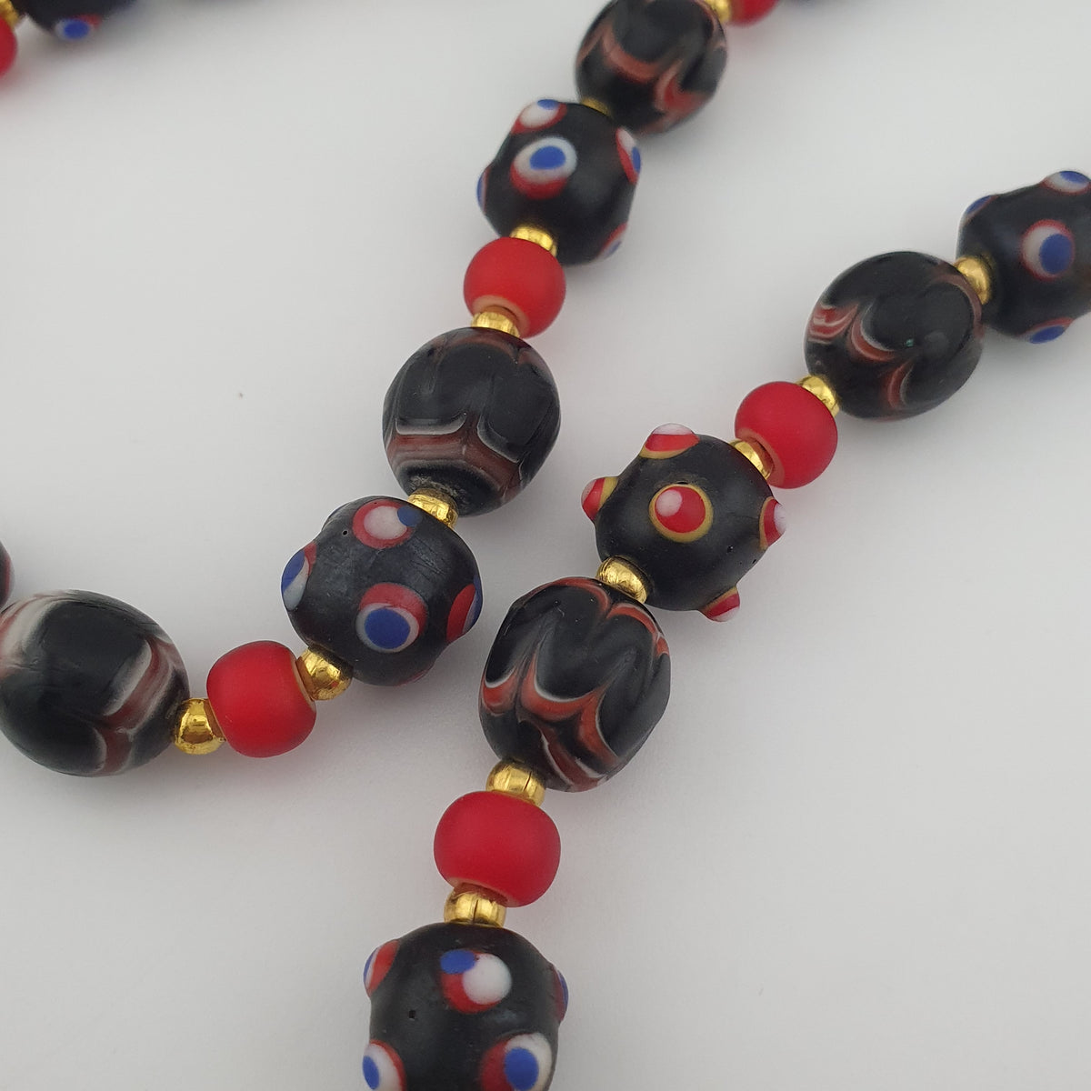 Antique Venetian Style Trade & Venetian WhiteHeart Glass Beads Necklace