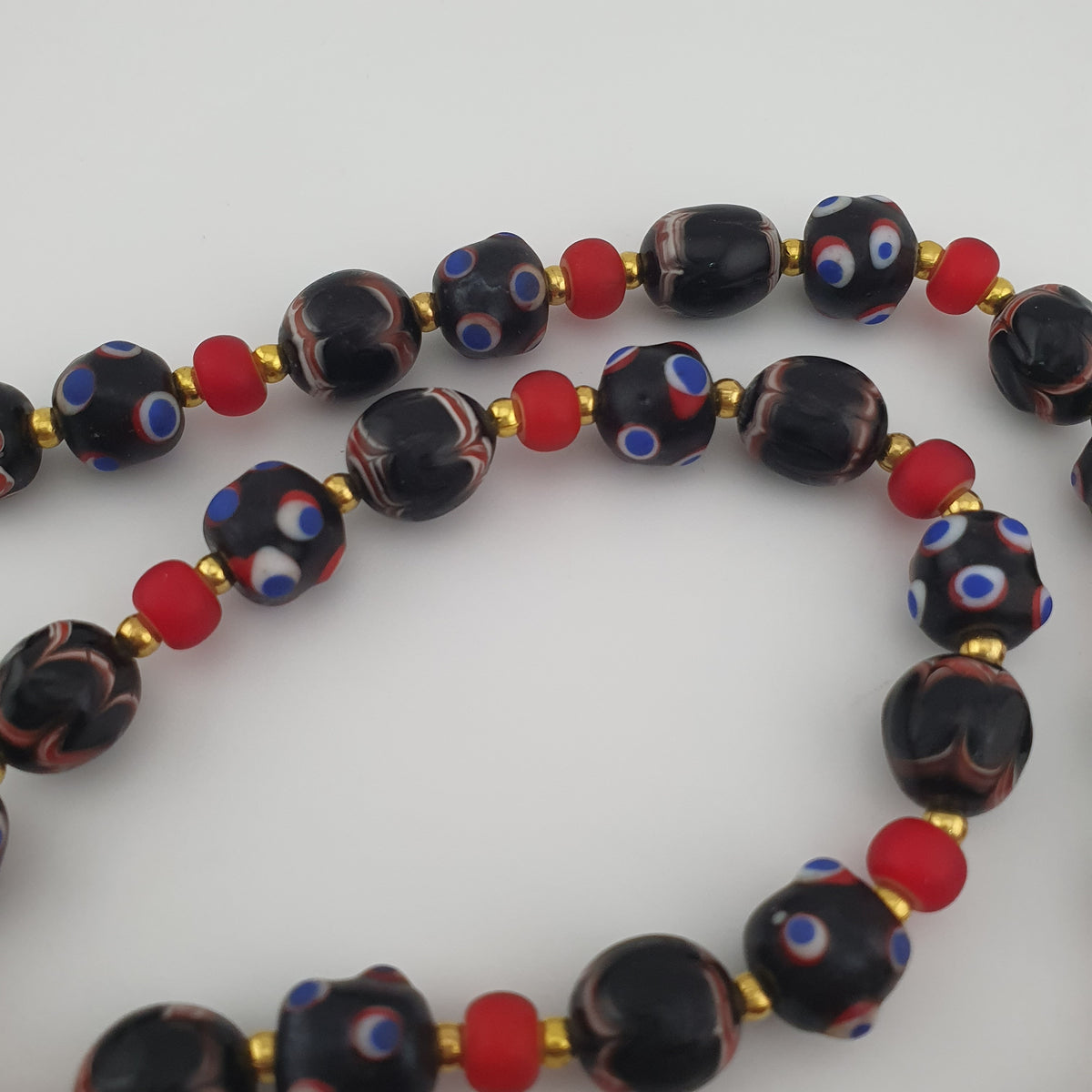 Antique Venetian Style Trade & Venetian WhiteHeart Glass Beads Necklace