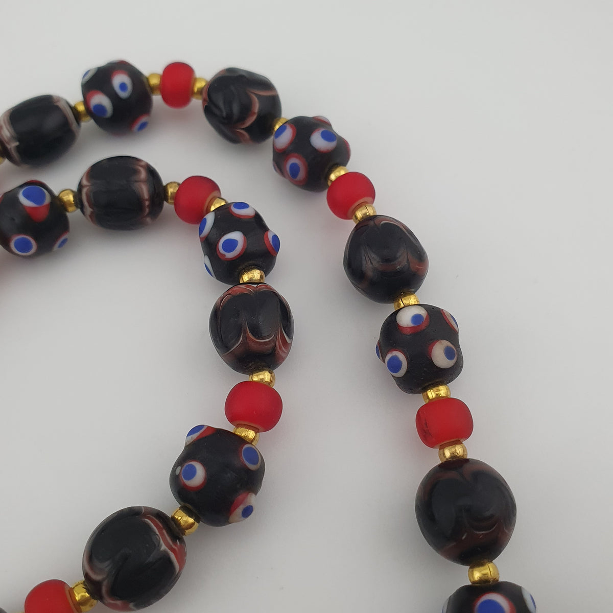 Antique Venetian Style Trade & Venetian WhiteHeart Glass Beads Necklace