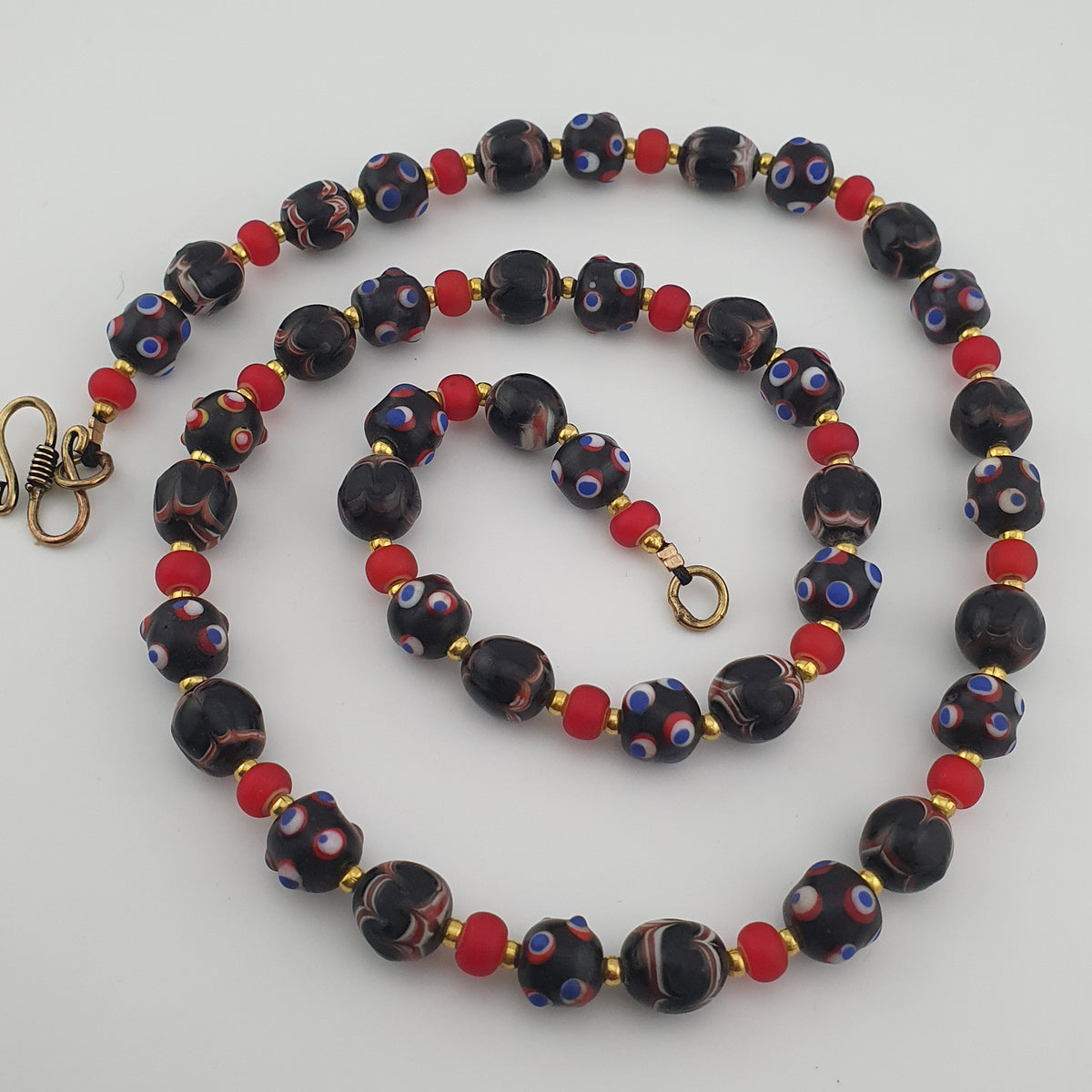 Antique Venetian Style Trade & Venetian WhiteHeart Glass Beads Necklace