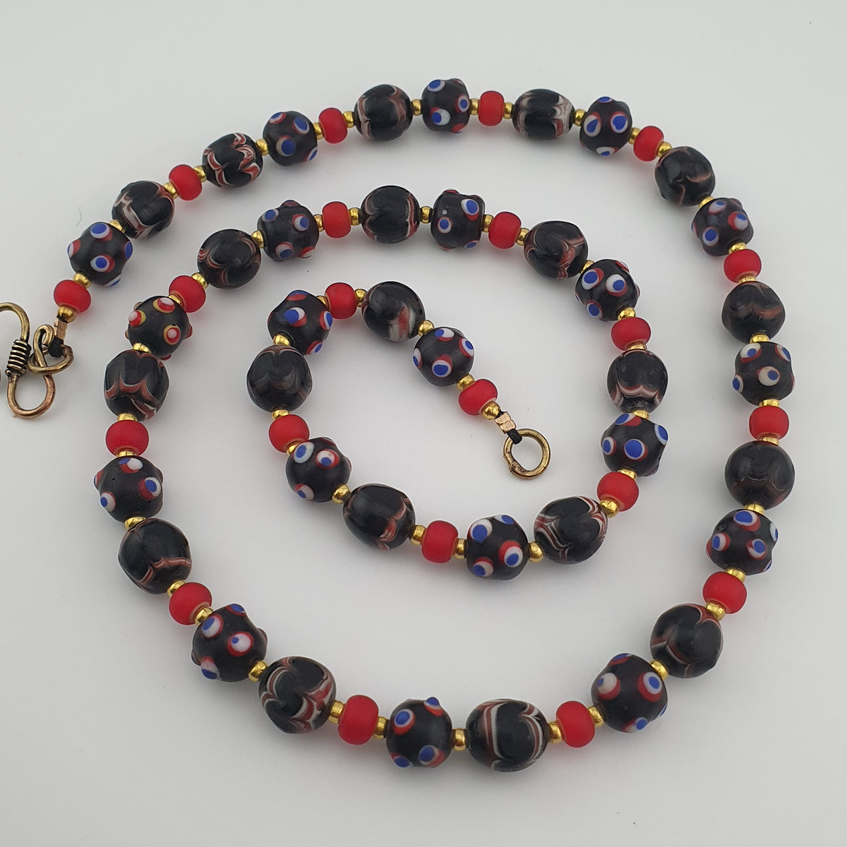 Antique Venetian Style Trade & Venetian WhiteHeart Glass Beads Necklace
