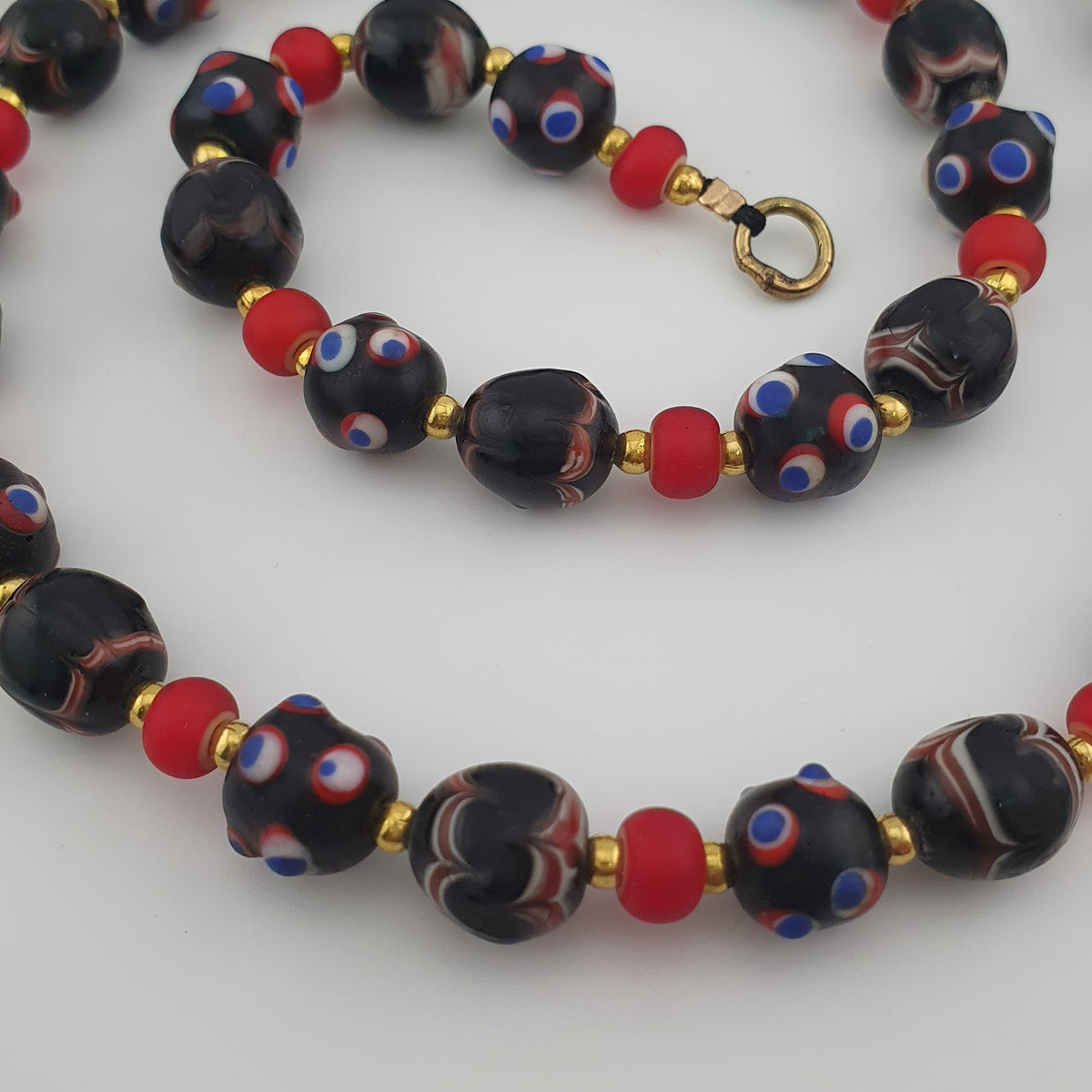 Antique Venetian Style Trade & Venetian WhiteHeart Glass Beads Necklace