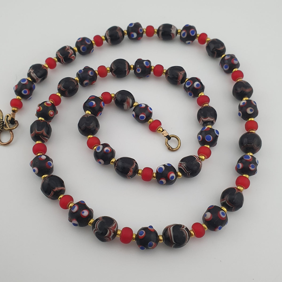 Antique Venetian Style Trade & Venetian WhiteHeart Glass Beads Necklace