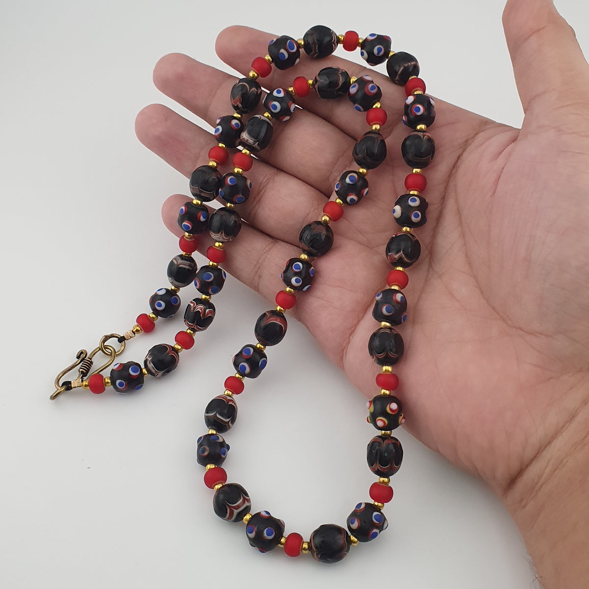 Antique Venetian Style Trade & Venetian WhiteHeart Glass Beads Necklace