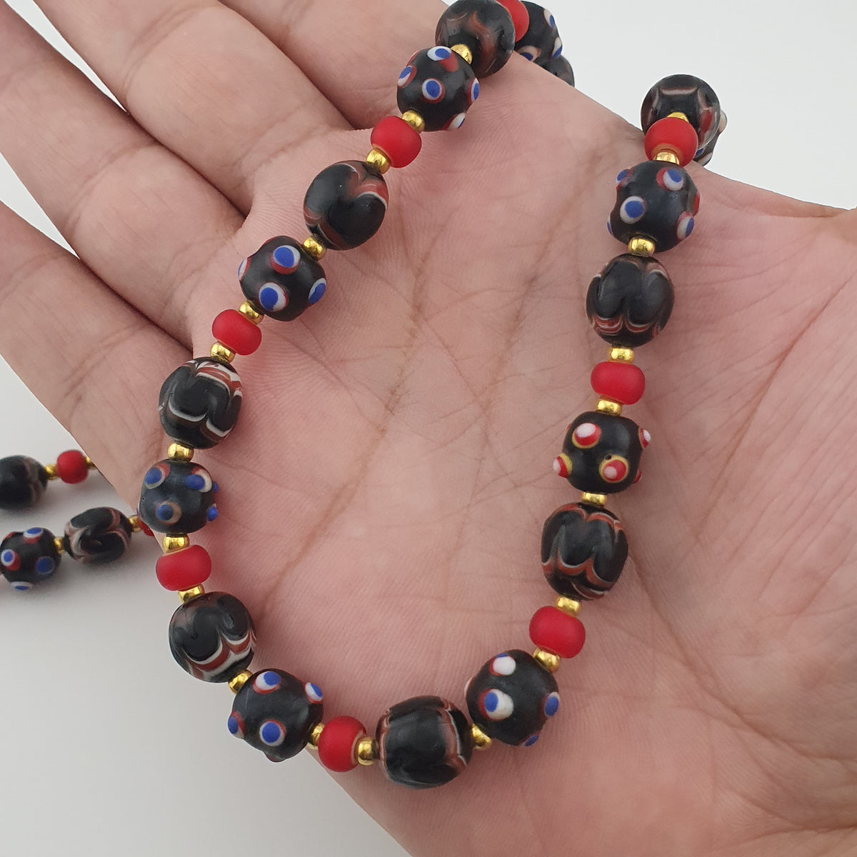 Antique Venetian Style Trade & Venetian WhiteHeart Glass Beads Necklace
