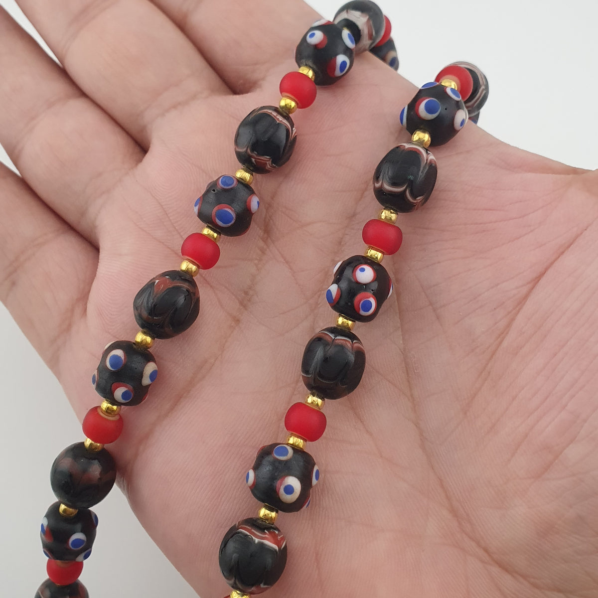 Antique Venetian Style Trade & Venetian WhiteHeart Glass Beads Necklace