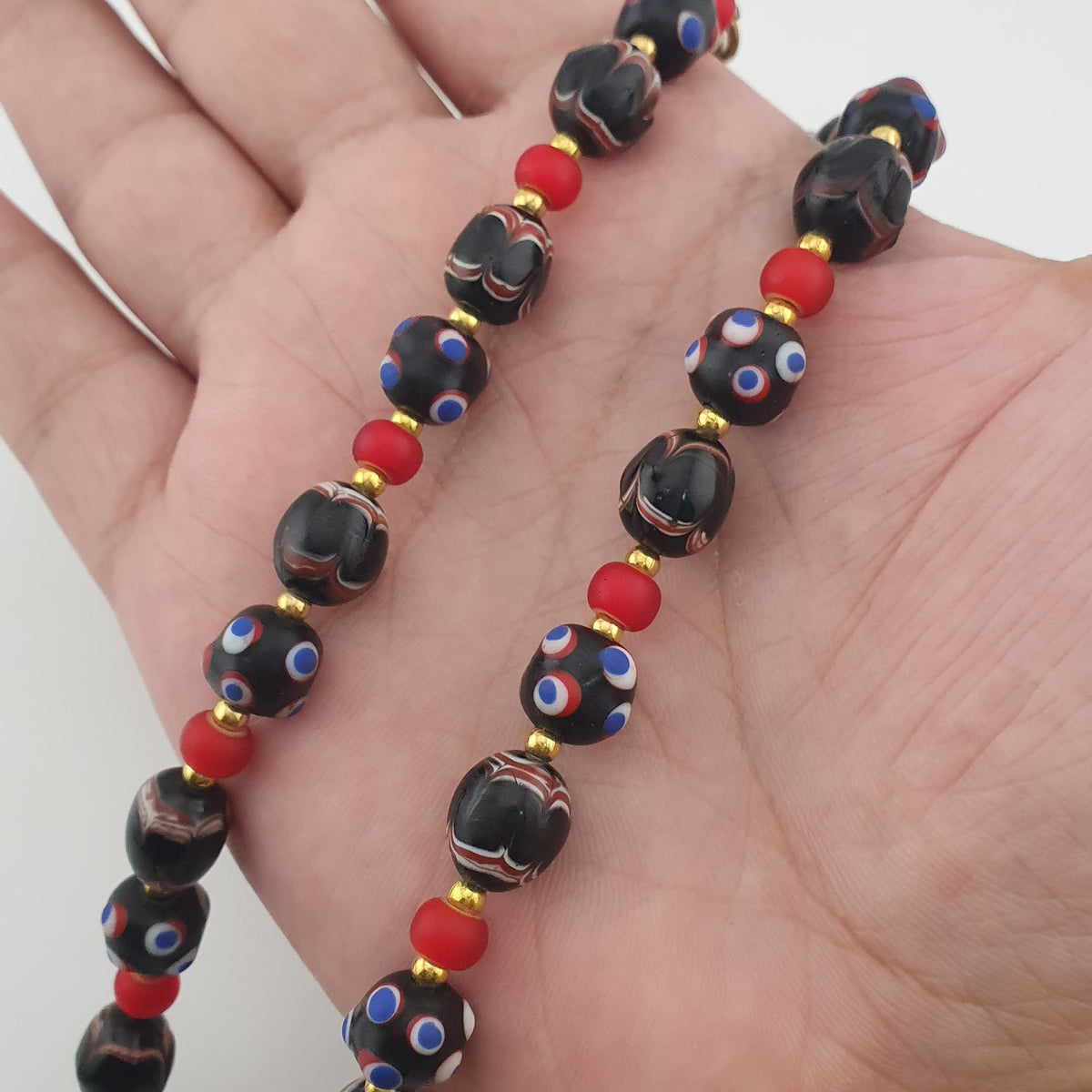 Antique Venetian Style Trade & Venetian WhiteHeart Glass Beads Necklace