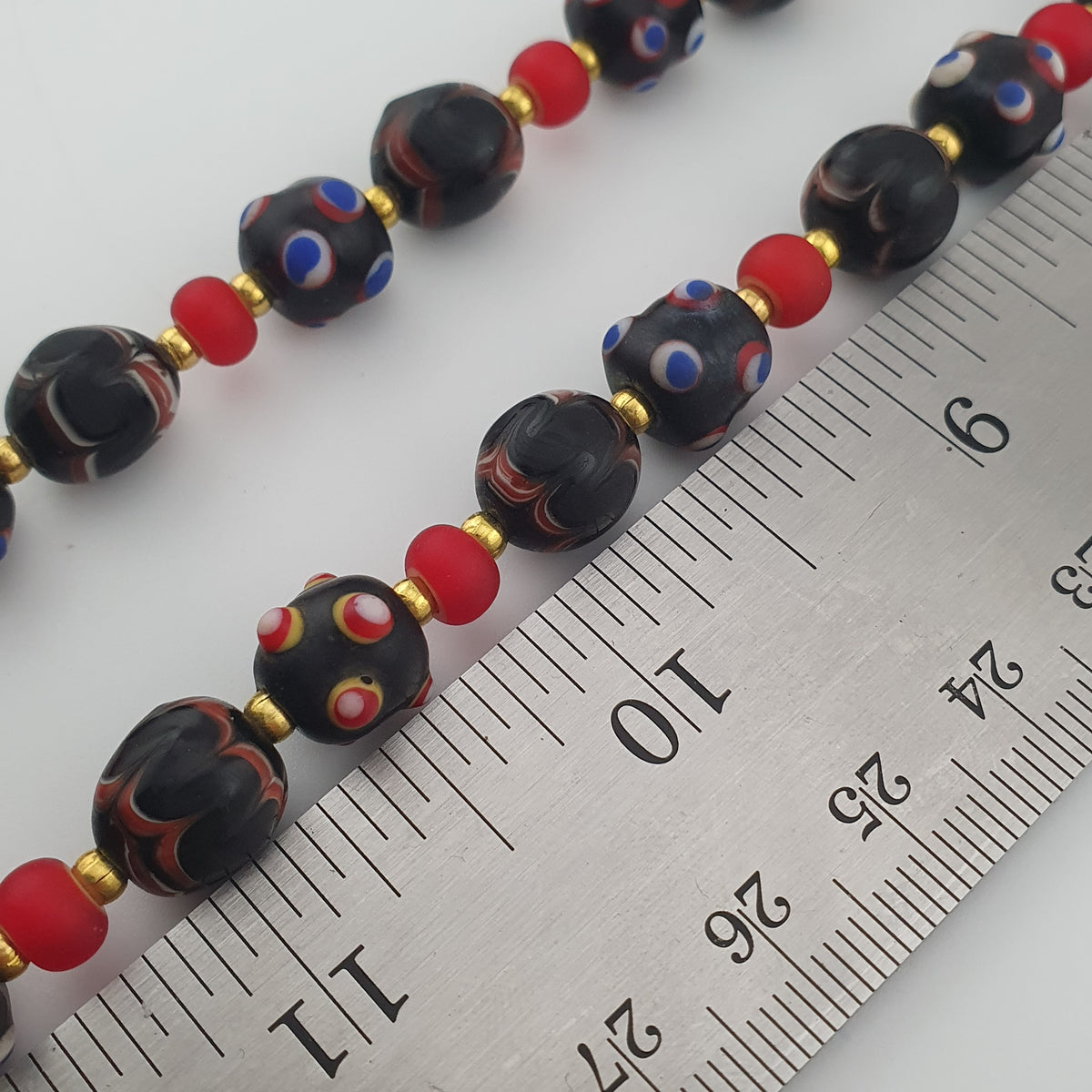Antique Venetian Style Trade & Venetian WhiteHeart Glass Beads Necklace