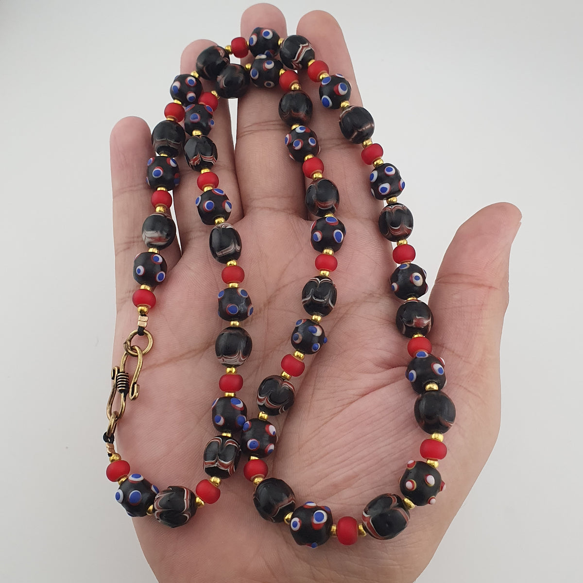 Antique Venetian Style Trade & Venetian WhiteHeart Glass Beads Necklace