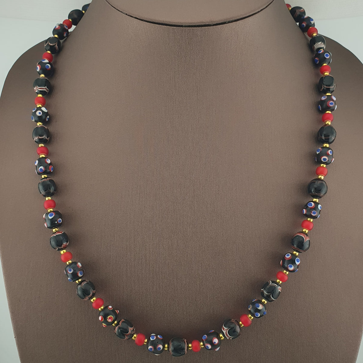 Antique Venetian Style Trade & Venetian WhiteHeart Glass Beads Necklace